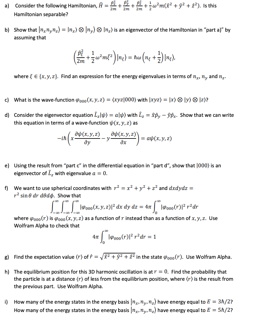 Solved A Consider The Following Hamiltonian E P Hami Chegg Com