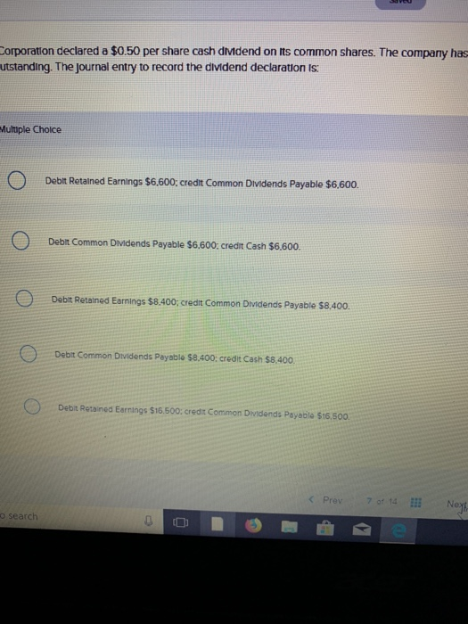 Solved 7. Hutter corporation declared a 0.50 per share cash