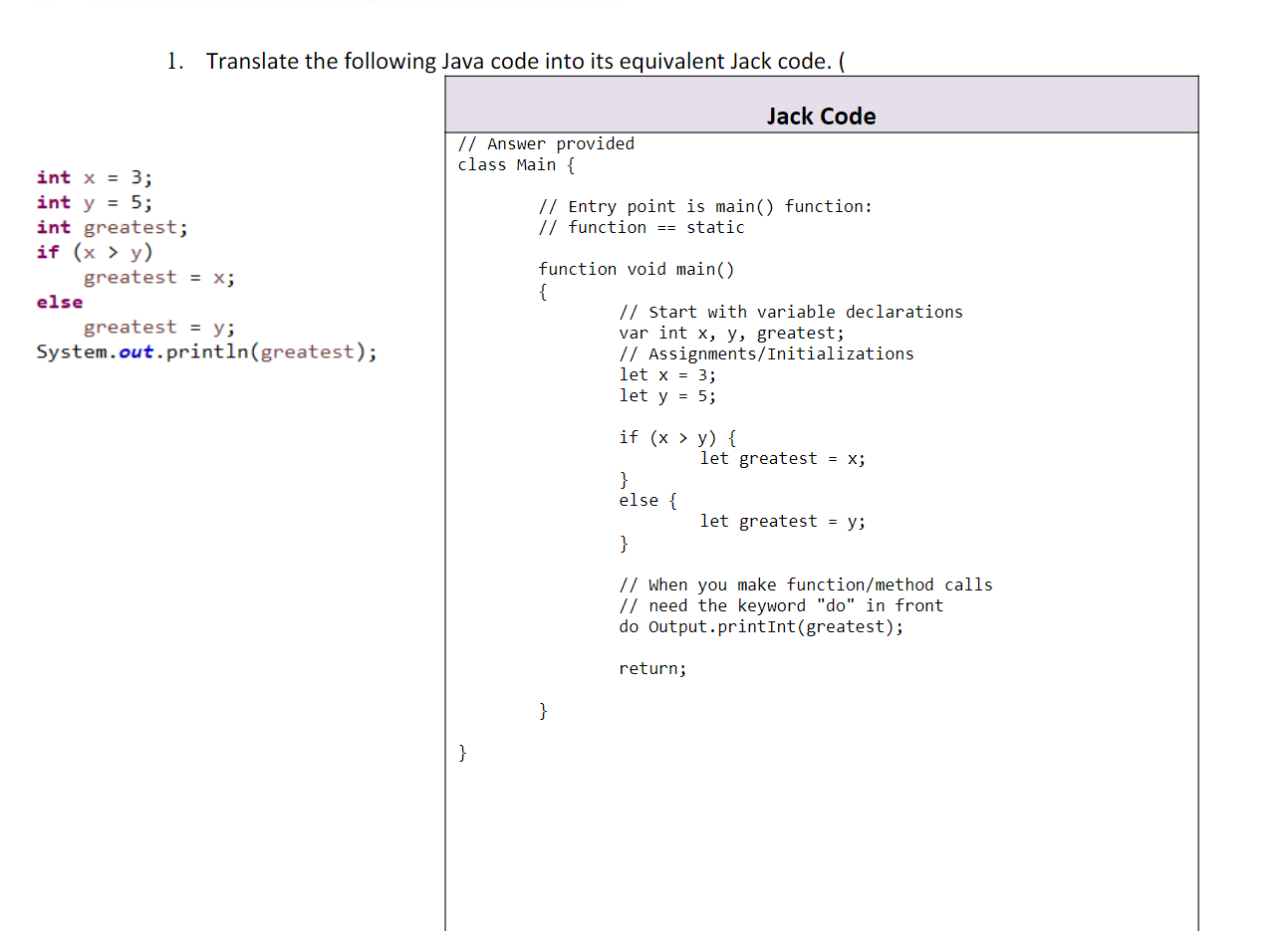 Solved 4. Write the Jack code that produces the following | Chegg.com