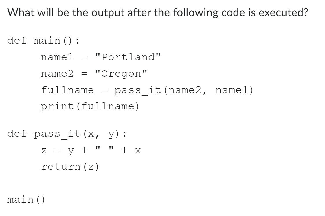 Solved Python problem Answer options: a. Oregon | Chegg.com