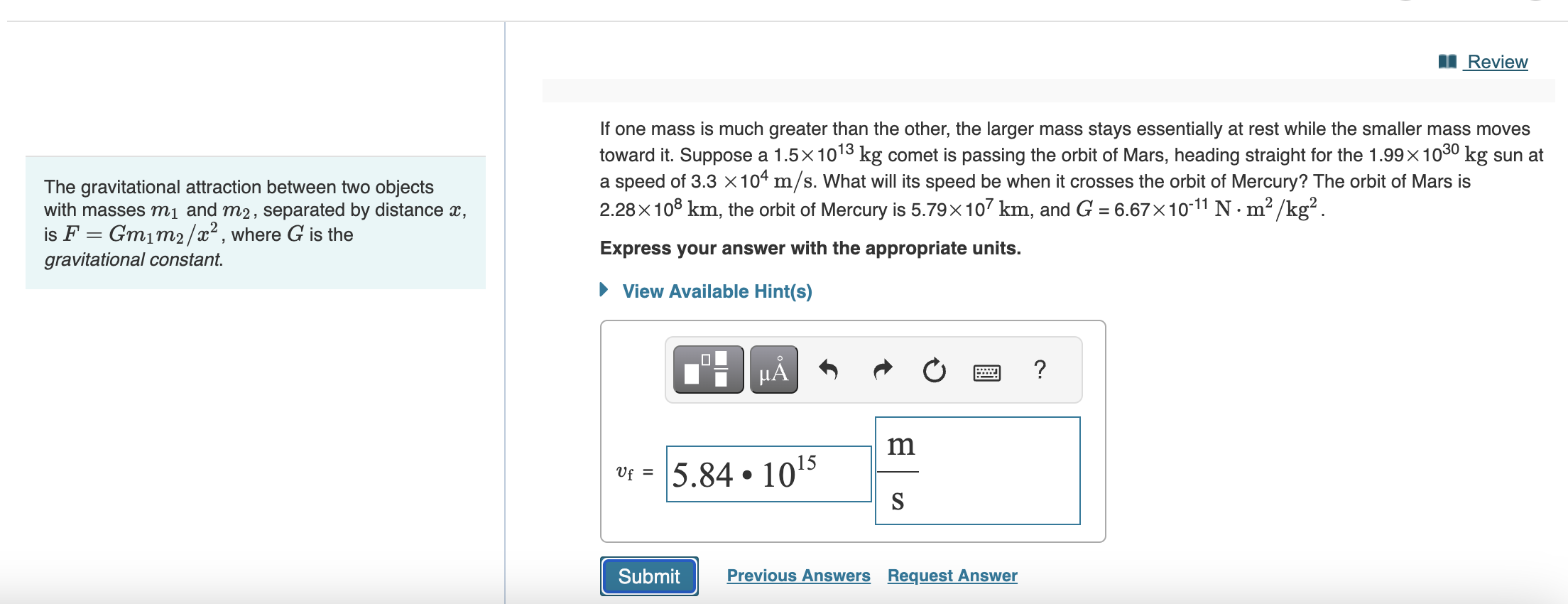 solved-the-gravitational-attraction-between-two-objects-with-chegg