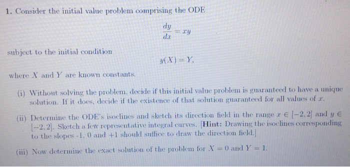 Solved 1. Consider the initial value problem comprising the | Chegg.com