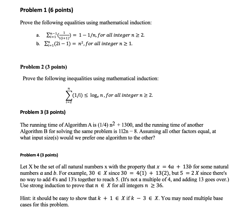 Solved Problem 1 (6 points) Prove the following equalities | Chegg.com