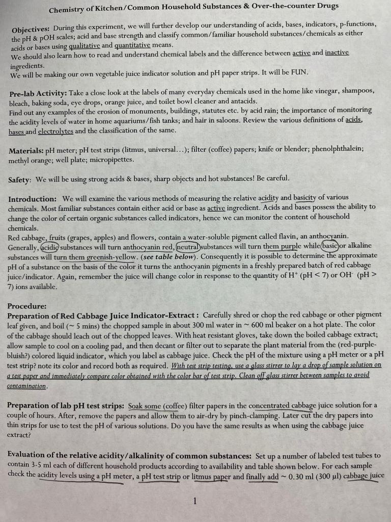 Solved Chemistry of Kitchen/Common Household Substances \& | Chegg.com