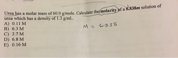 What is the molar mass of urea?