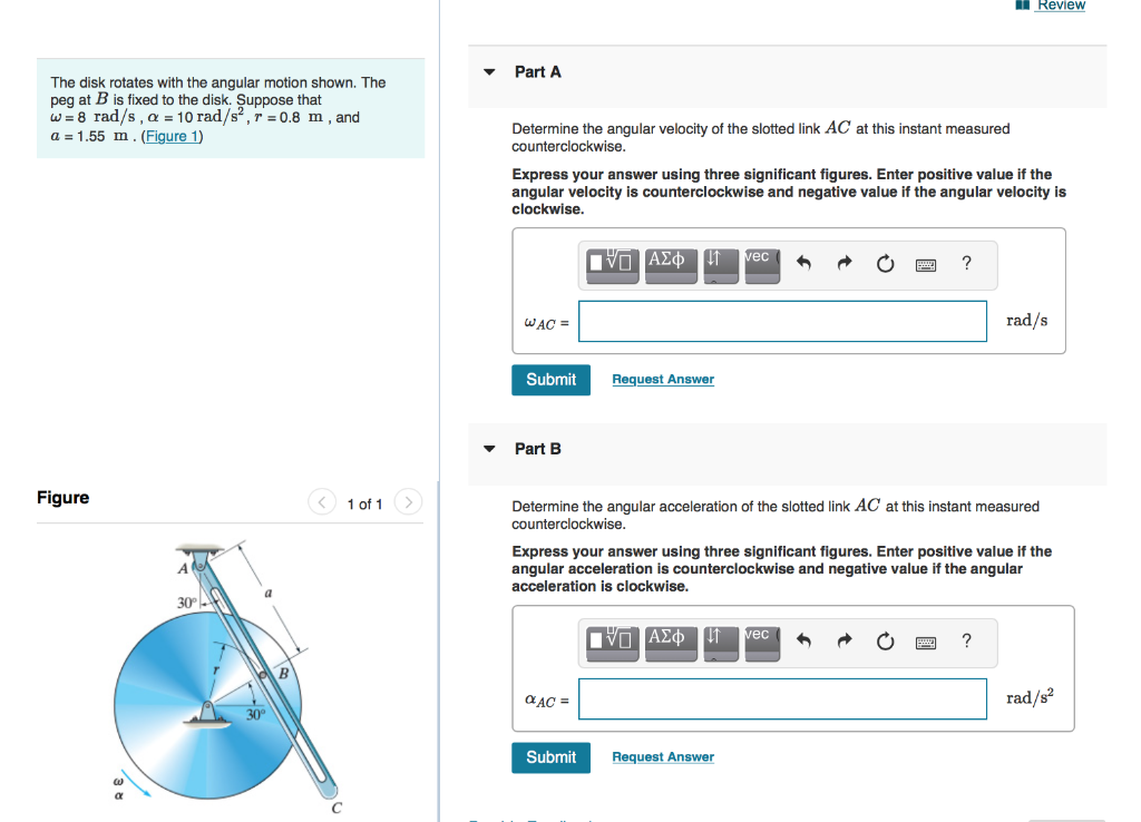 [Solved]: The disk rotates with the angular motion shown.