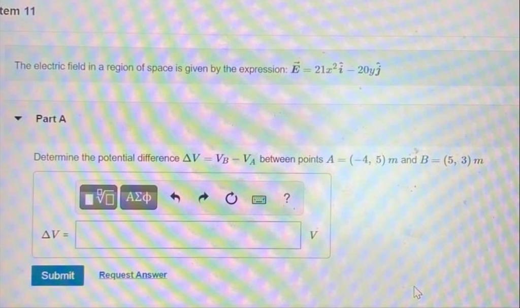 Solved The electric field in a region of space is given by | Chegg.com