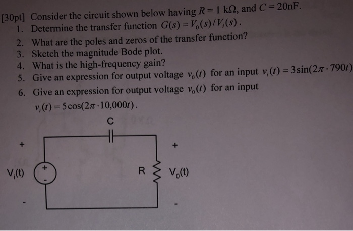 Solved [30pt] Consider The Circuit Shown Below Having R 1 | Chegg.com