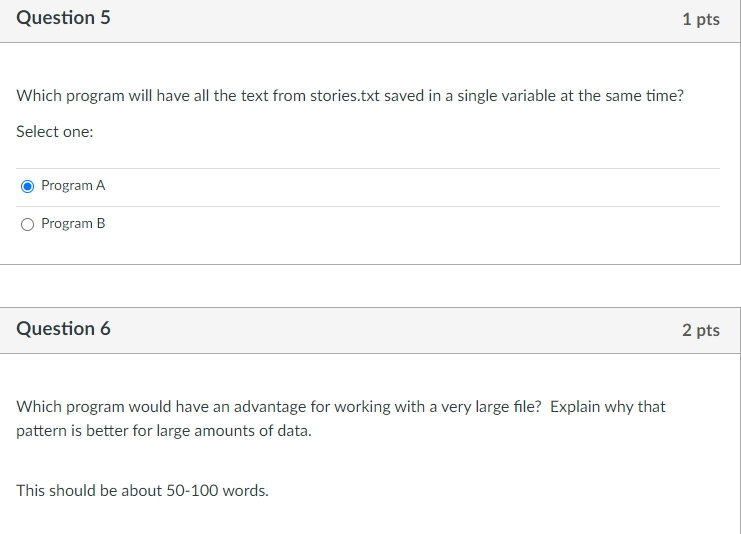 Solved Question 5 1 pts Which program will have all the text | Chegg.com