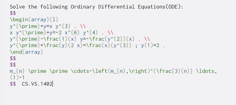 Solved Solve the following Ordinary Differential Equations | Chegg.com