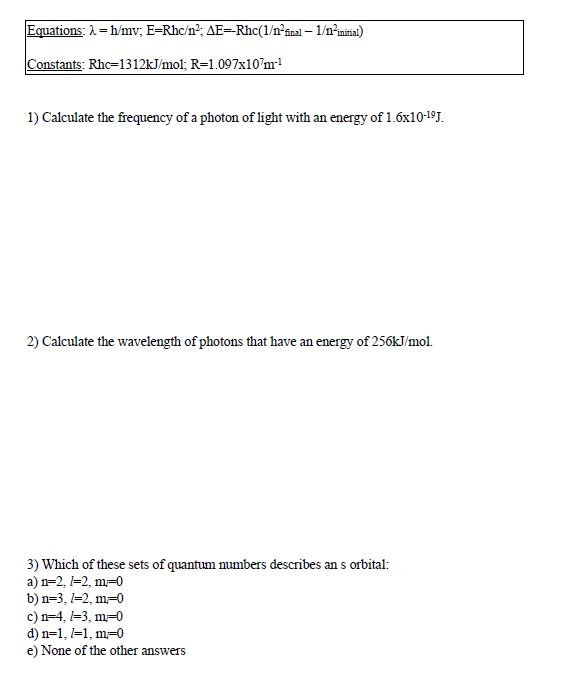 Solved Equations 2 H Mv E Rhc N2 Ae Rhc 1 N Final Chegg Com