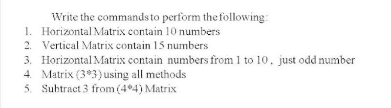 Solved Write the commands to perform the following: 1. | Chegg.com