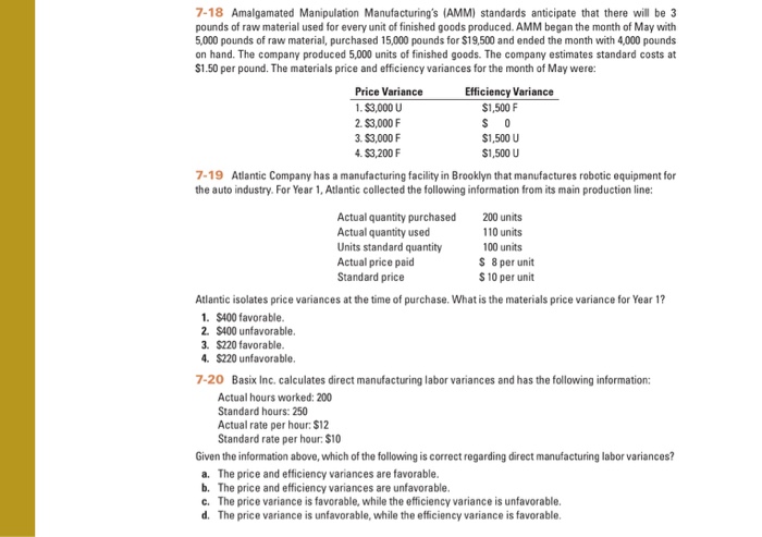 Solved 7-18 Amalgamated Manipulation Manufacturing's (AMM) | Chegg.com