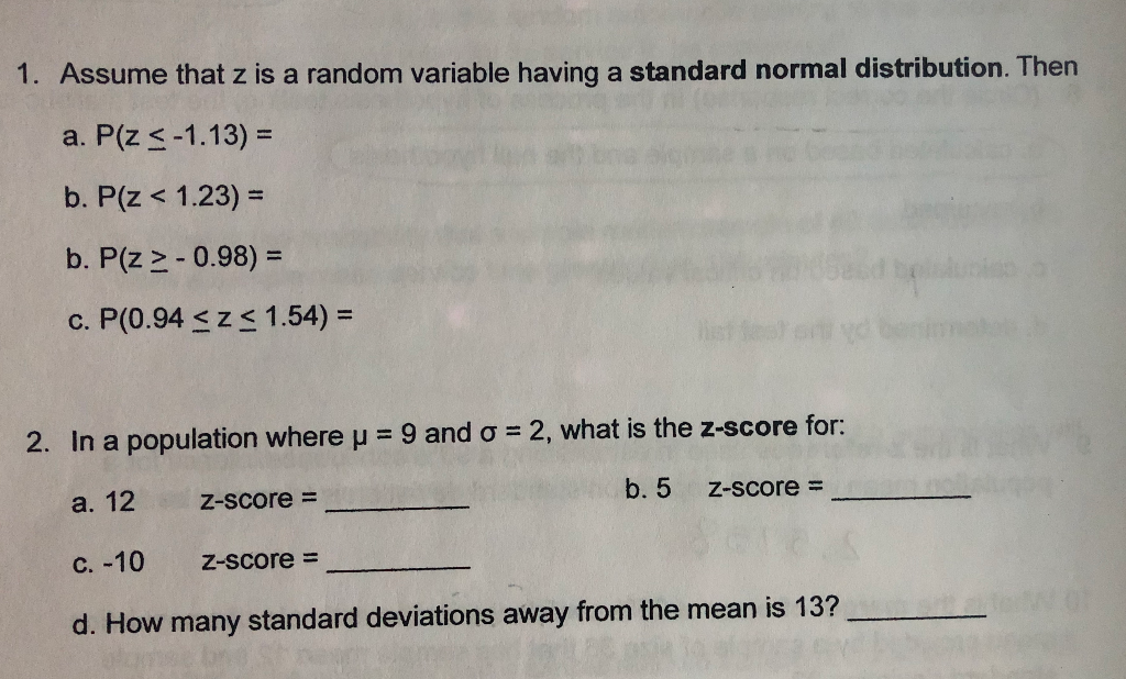 Solved 1 Assume That Z Is A Random Variable Having A Sta Chegg Com