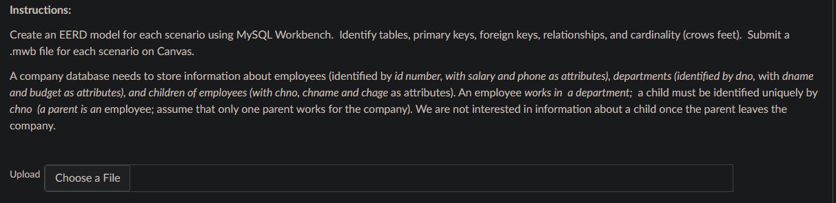 Solved Create an EERD model for each scenario using MySQL | Chegg.com