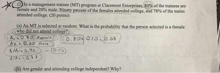 Solved (2) In a management trainee (MT) program at Claremont | Chegg.com