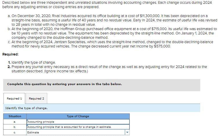 Solved Described below are three independent and unrelated | Chegg.com
