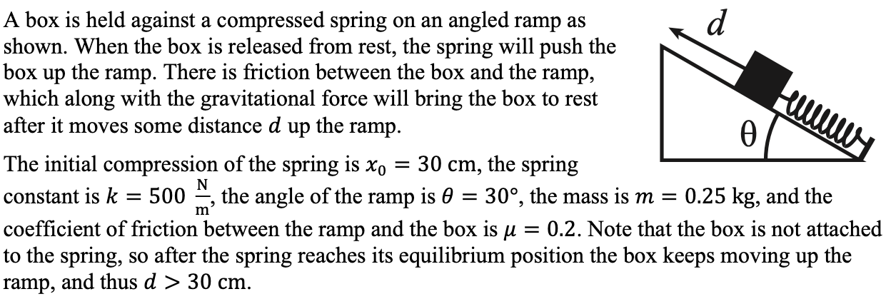 Solved A box is held against a compressed spring on an | Chegg.com