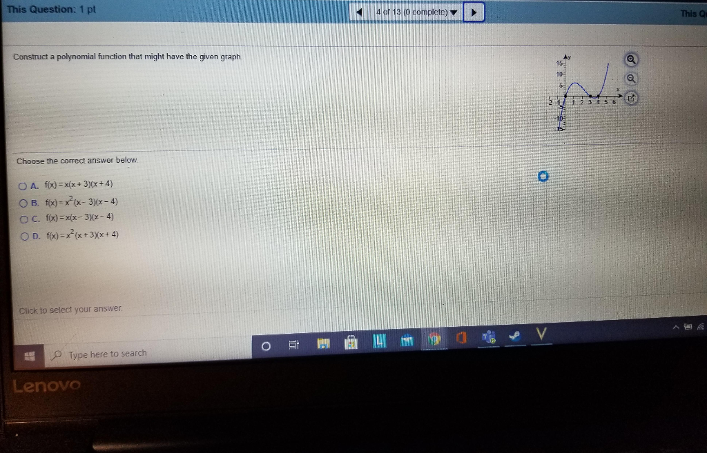 Solved This Question: 1 pt 4 of 13 (0 complete) This a | Chegg.com