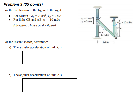 Solved Problem 3 (35 points) For the mechanism in the figure | Chegg.com