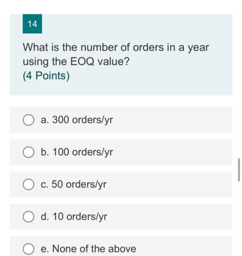 Solved Answer questions 12 to 16 based on the following | Chegg.com