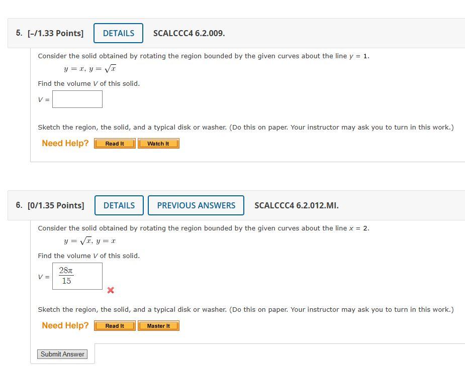 Solved Consider the solid obtained by rotating the region | Chegg.com