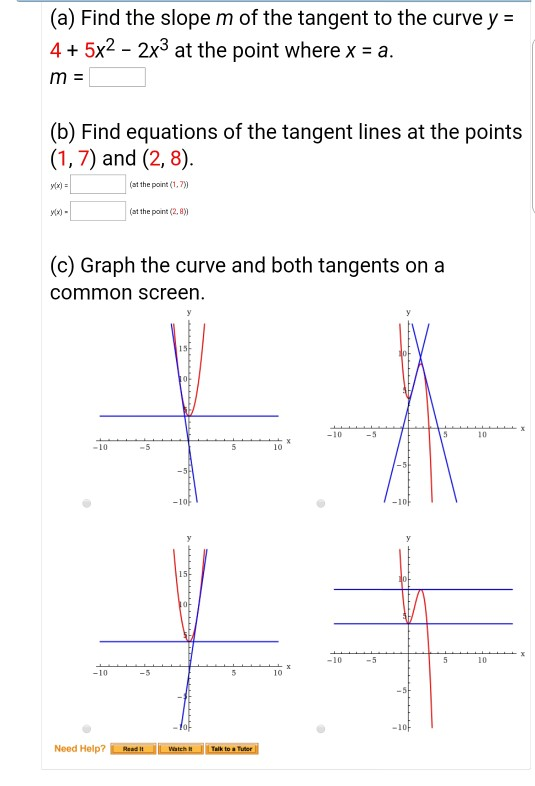 solved-a-find-the-slope-m-of-the-tangent-to-the-curve-y-4-chegg