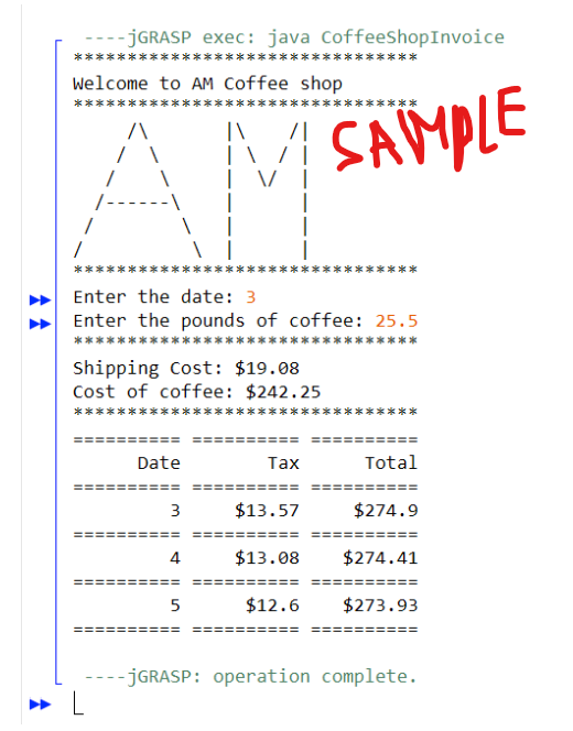 Solved Programming Assignment: Coffee Shop Invoice Problem | Chegg.com