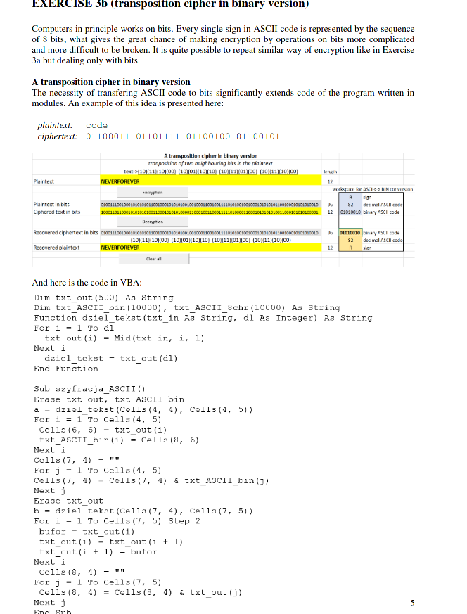 EXERCISE 3a (transposition cipher in letters mode) | Chegg.com