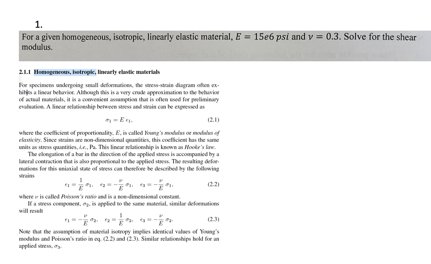 Solved For A Given Homogeneous, Isotropic, Linearly Elastic | Chegg.com