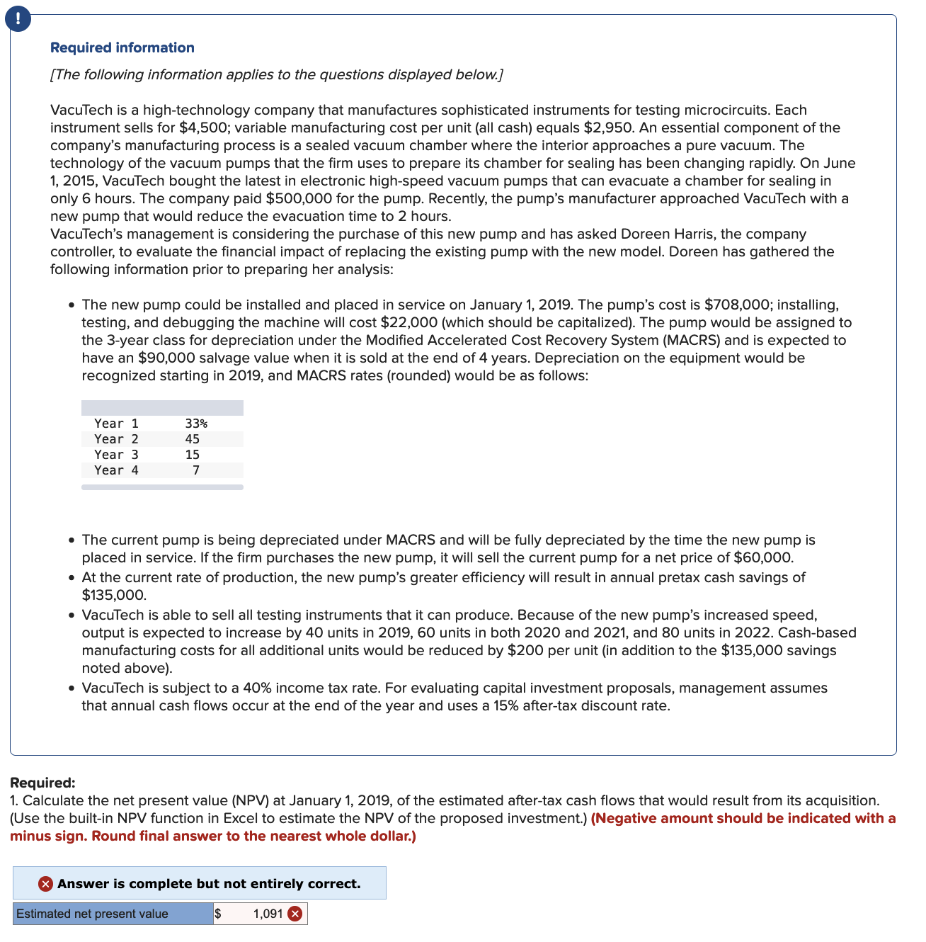 Solved Required:Calculate the net present value (NPV) ﻿at | Chegg.com