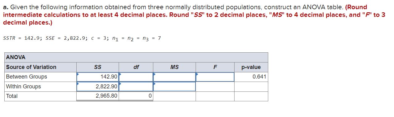 Solved a. Given the following information obtained from | Chegg.com