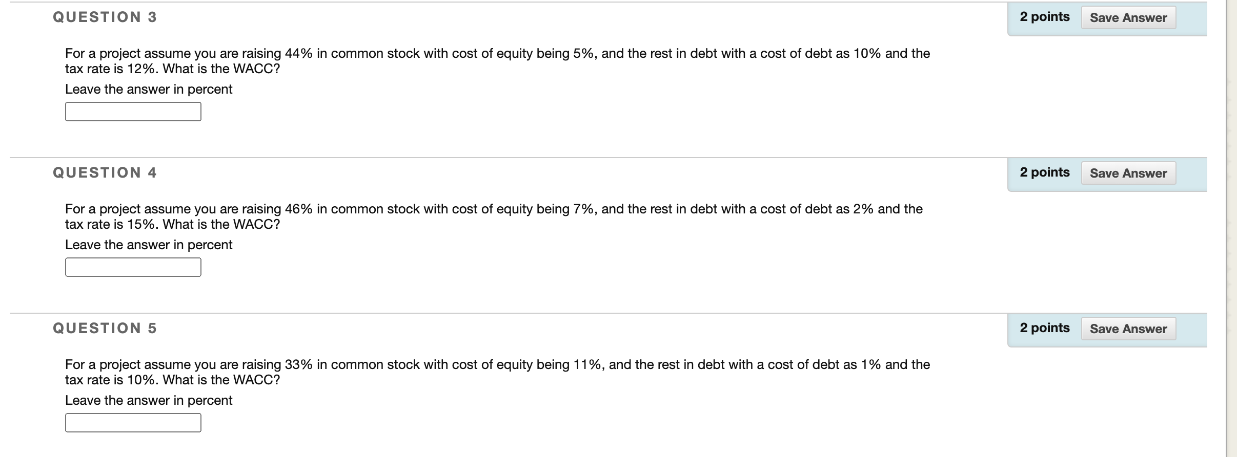 Solved QUESTION 3 2 points Save Answer For a project assume | Chegg.com