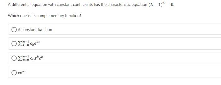 Solved A differential equation with constant coefficients | Chegg.com