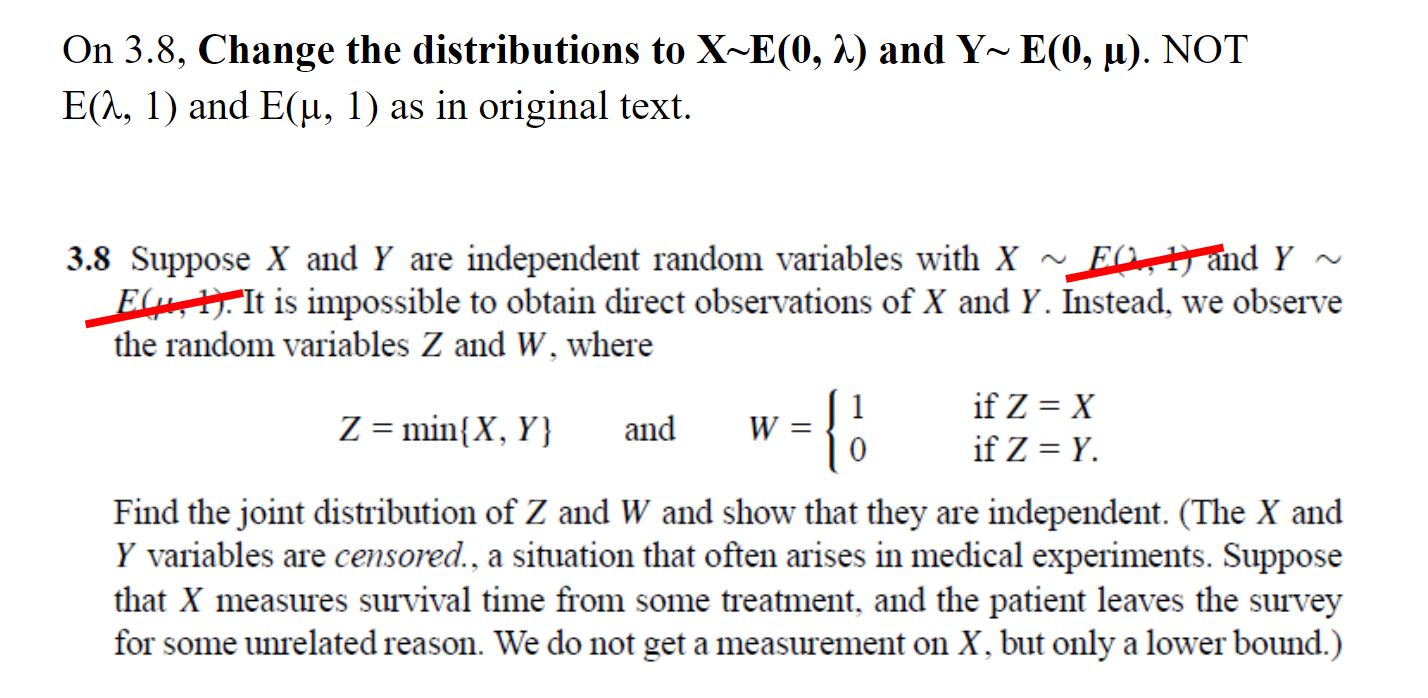 Solved On 3.8, Change the distributions to X∼E(0,λ) and | Chegg.com