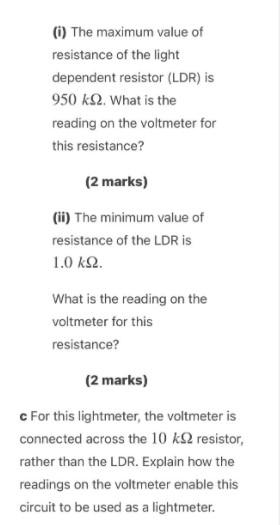 Solved B The Circuit Below Can Be Used As A Lightmeter. 6.0 | Chegg.com