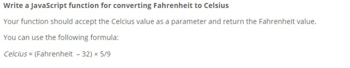 Solved Write a JavaScript function for converting Fahrenheit | Chegg.com