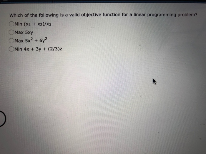 solved-which-of-the-following-is-a-valid-objective-function-chegg