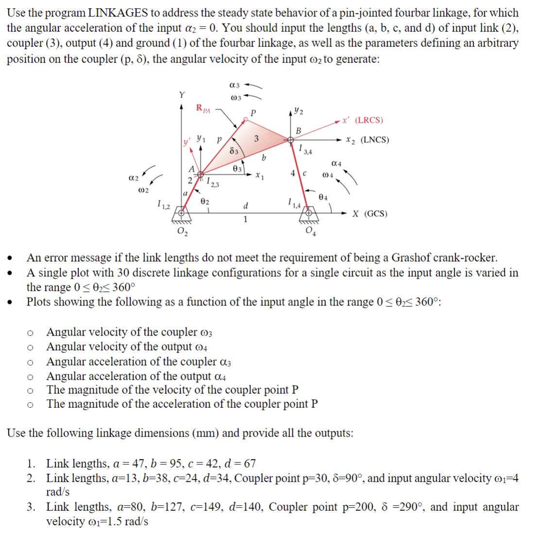 Solved Use the program LINKAGES to address the steady state | Chegg.com
