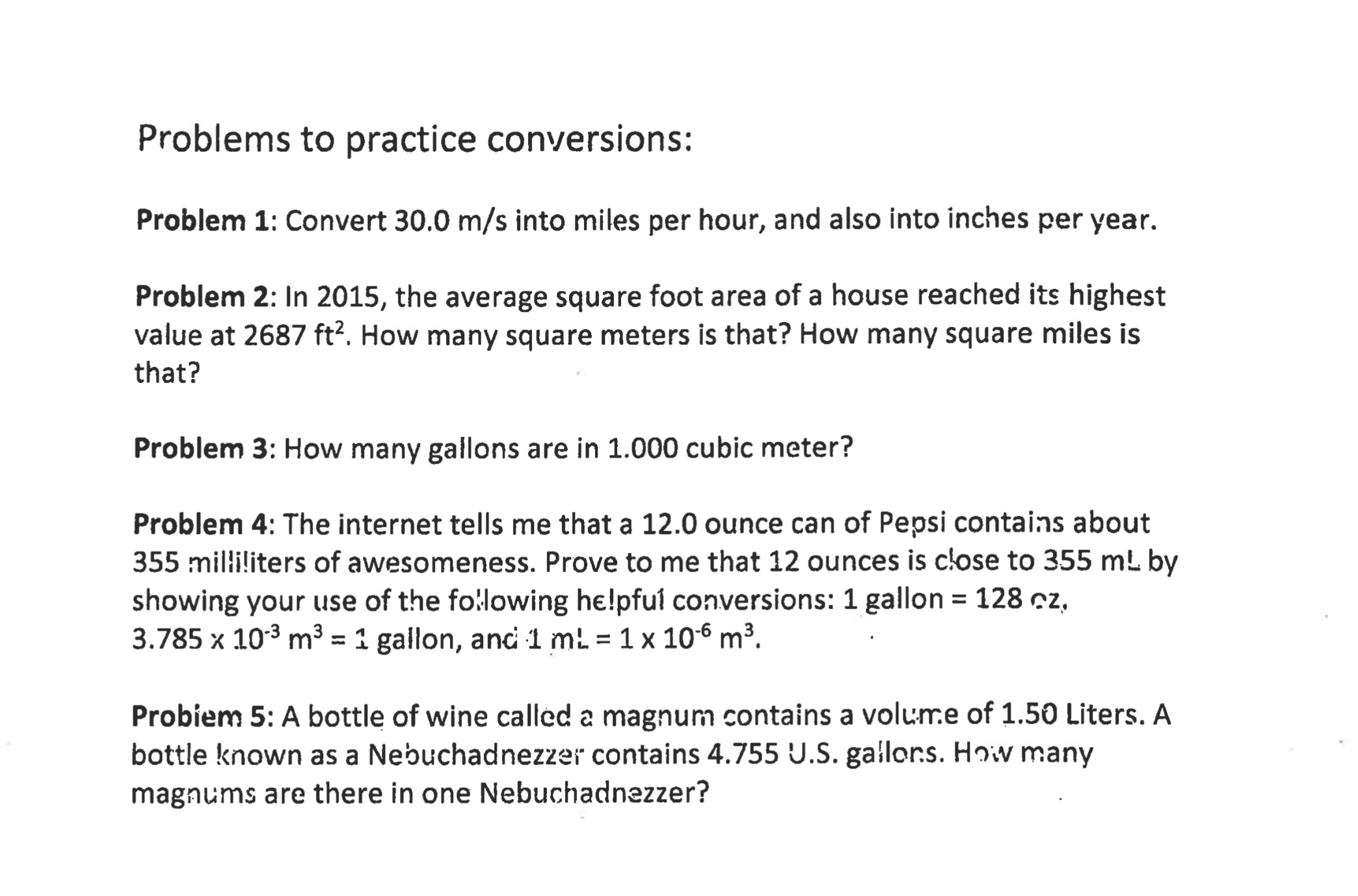Solved Problems to practice conversions: Problem 1: Convert | Chegg.com