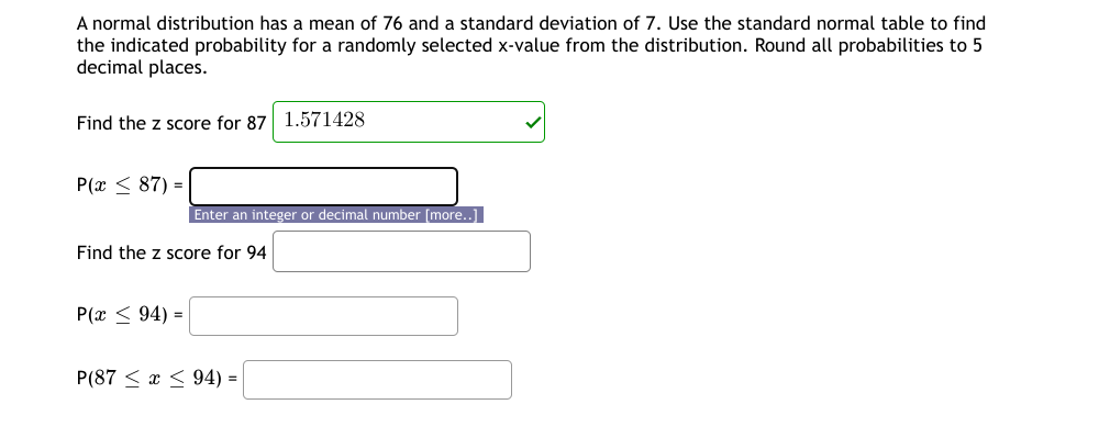 solved-a-normal-distribution-has-a-mean-of-76-and-a-standard-chegg