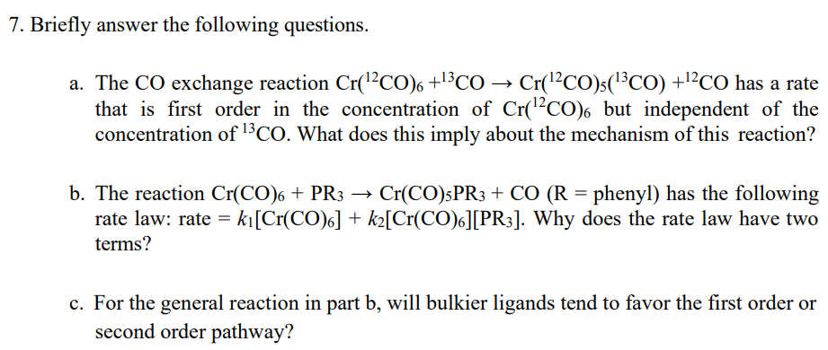 Solved 7. Briefly answer the following questions. a. The CO | Chegg.com