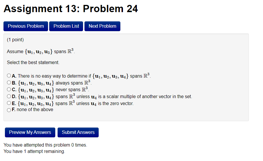 Solved Assignment 13: Problem 25 Previous Problem Problem | Chegg.com