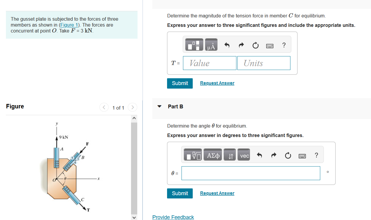 Solved The gusset plate is subjected to the forces of three | Chegg.com