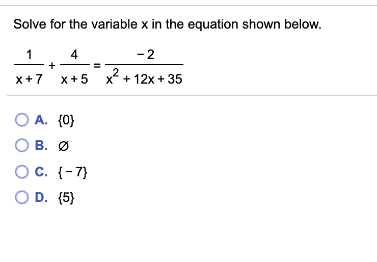 Solved Solve for the variable x in the equation shown below. | Chegg.com