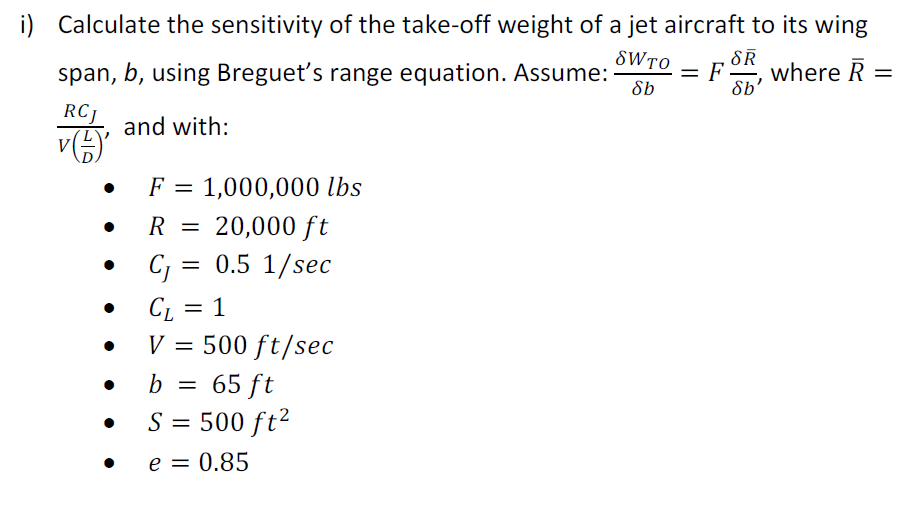 Solved SWTO i Calculate the sensitivity of the take off Chegg