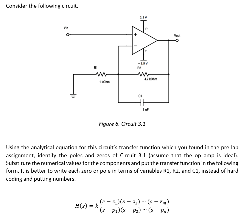 Solved Consider the following circuit. 2.5 V Vin V Vout R1 | Chegg.com