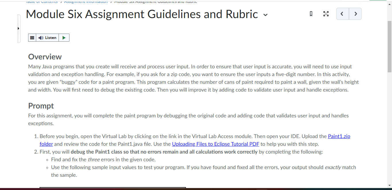 module six assignment guidelines and rubric