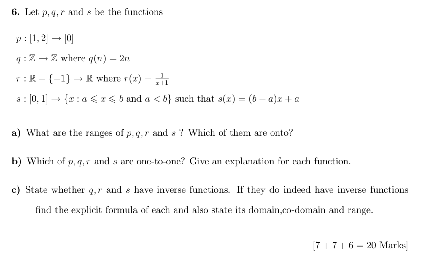 Solved 6 Let P Q R And S Be The Functions P 1 2 Chegg Com