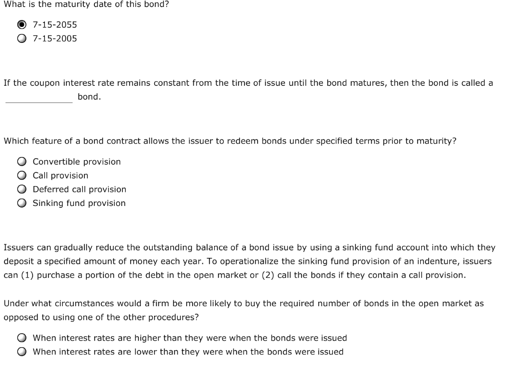 Solved What Is The Maturity Date Of This Bond 7 15 2055